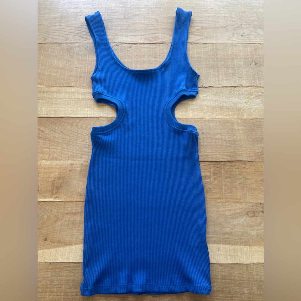 NEW ZARA Royal Blue/Open Cut-Out Sides Ribbed Tank Dress Size Medium